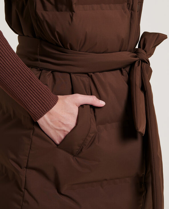 Doudoune mi-longue sans manches marron - Pimkie