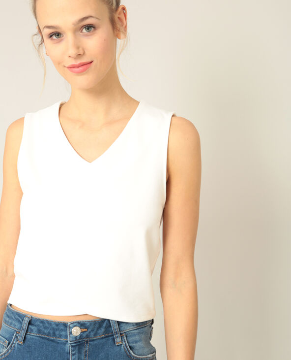 Cropped top col V blanc - Pimkie