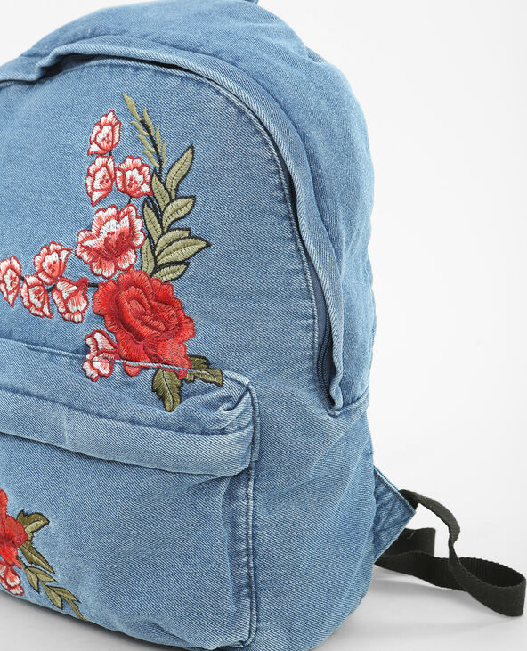 Sac à dos denim brodé bleu foncé - Pimkie