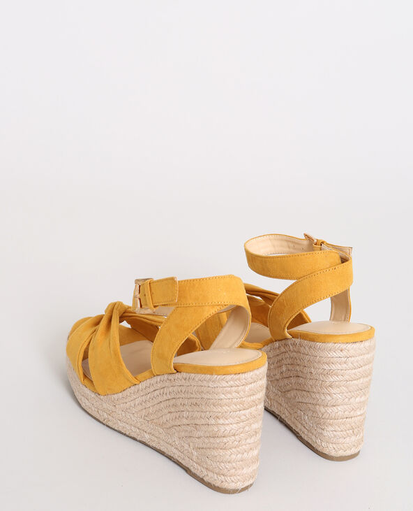 Sandales compensées en paille orange - Pimkie