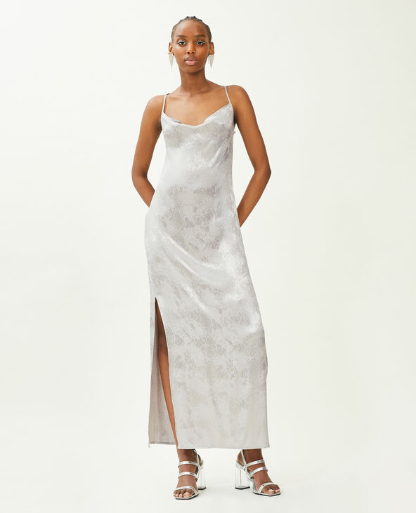 Robe longue en satin effet serpent gris - Pimkie