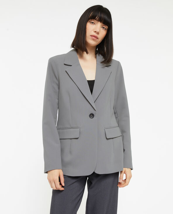 Veste blazer droite avec poches gris foncé - Pimkie