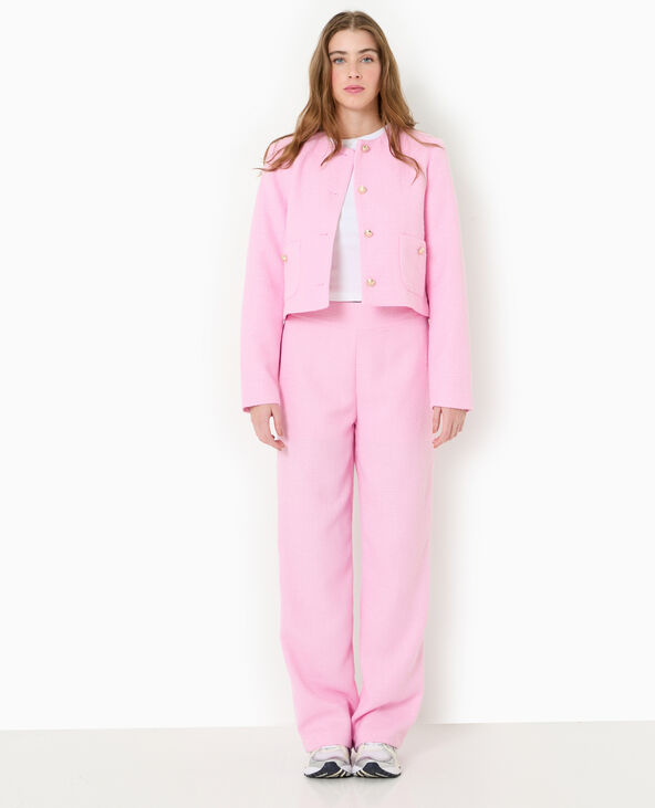 Pantalon droit en tweed rose - Pimkie
