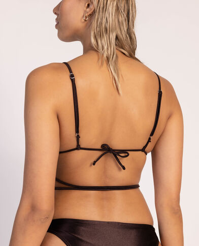 Haut de maillot triangle avec laçage marron - Pimkie