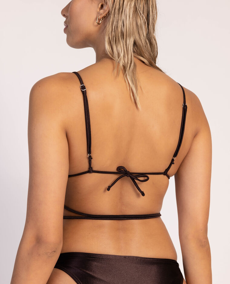 Haut de maillot triangle avec laçage marron - Pimkie