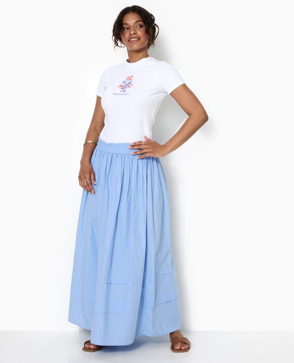 Jupe longue en popeline avec ceinture élastiquée bleu - Pimkie