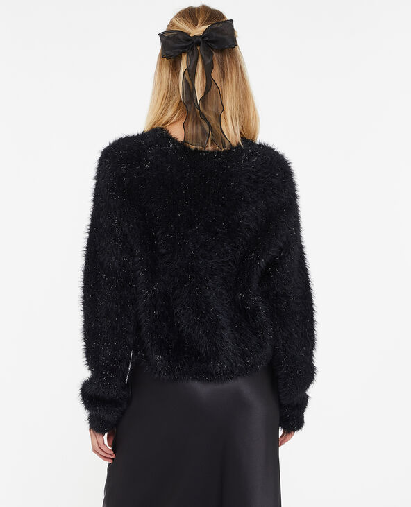 Pull court en maille poilue et lurex noir - Pimkie