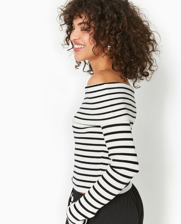 Pull maille fine encolure Bardot blanc - Pimkie