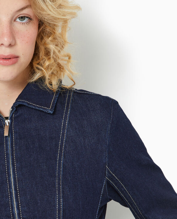 Veste cintrée en jean avec col bleu - Pimkie