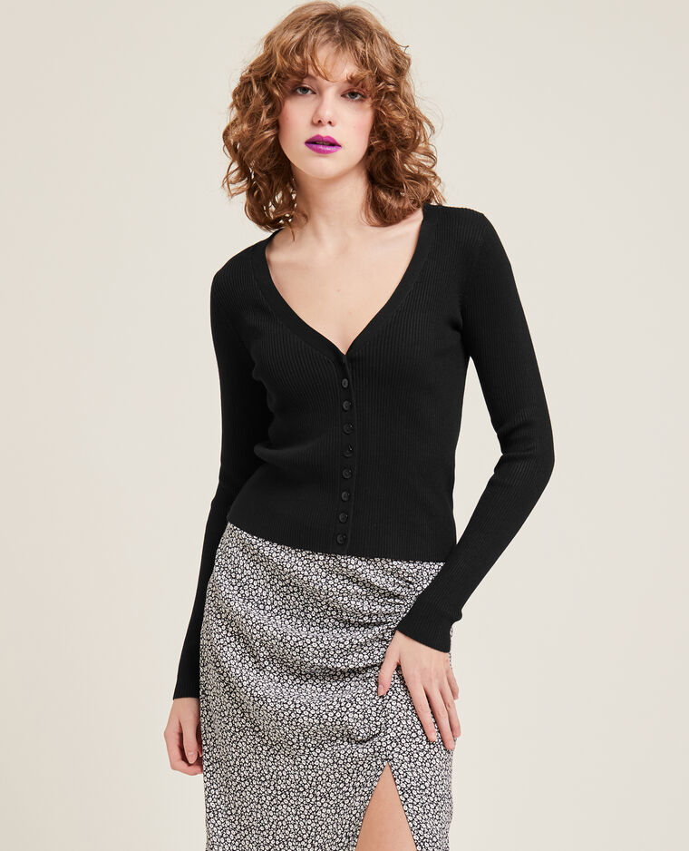 Gilet en maille côtelée noir - Pimkie