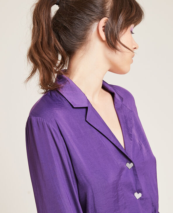 Chemise satin boutons fantaisie violet - Pimkie