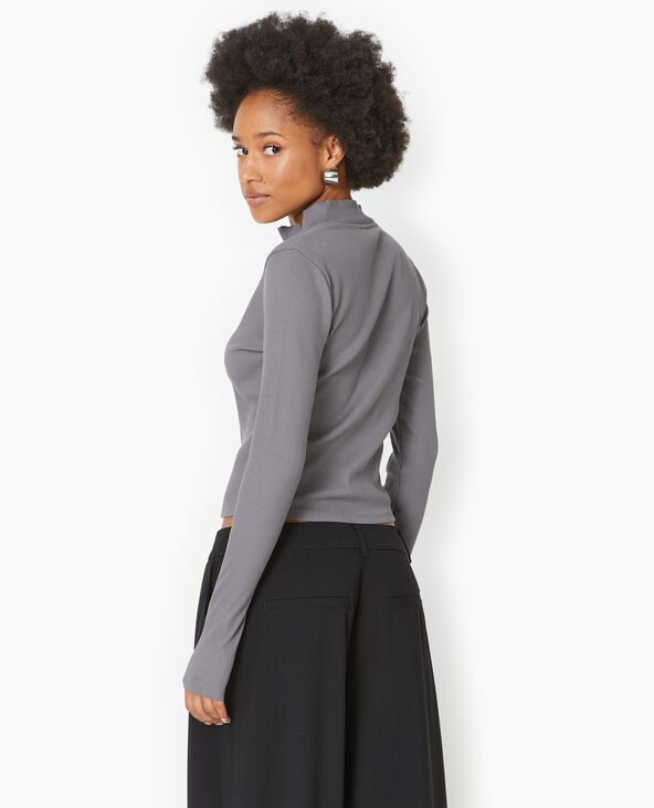 Top manches longues col camionneur gris - Pimkie