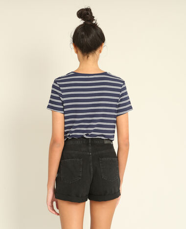 T-shirt en maille côtelée bleu marine - Pimkie