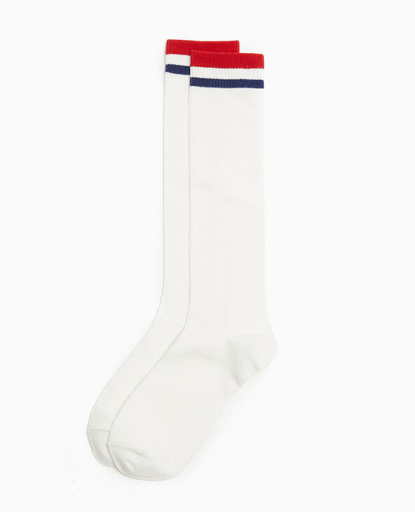 Paire de chaussettes hautes avec bandes couleur rouge - Pimkie