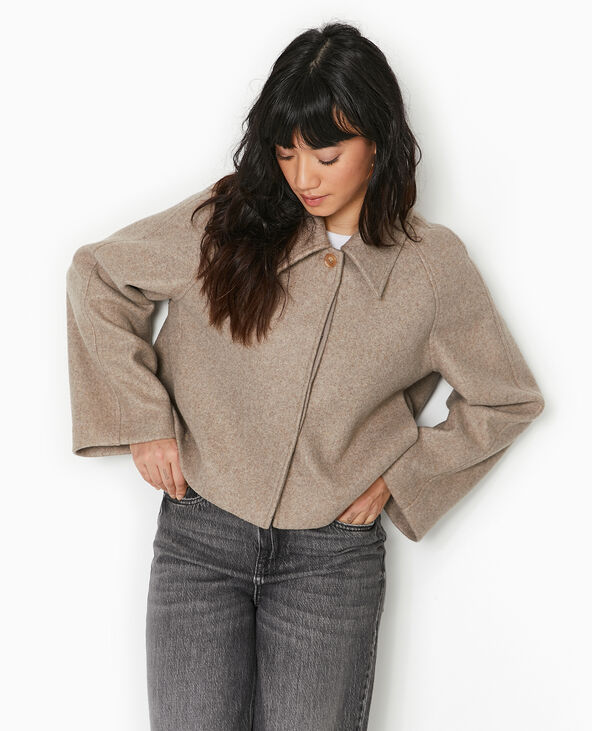 Veste courte trapèze effet drap de laine marron - Pimkie