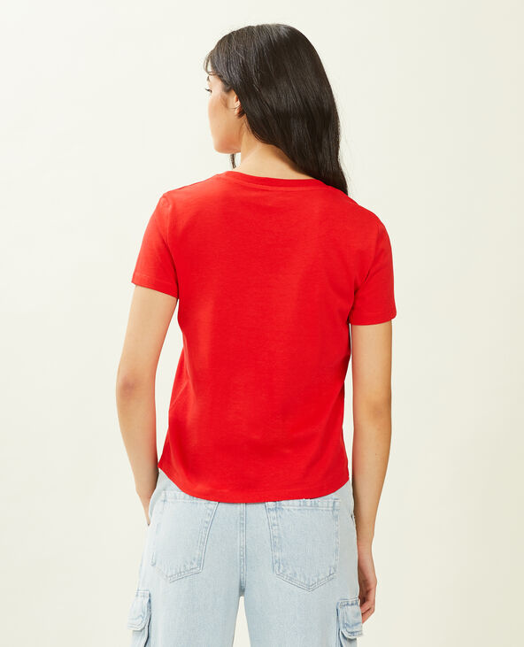 T-shirt basique col rond rouge - Pimkie