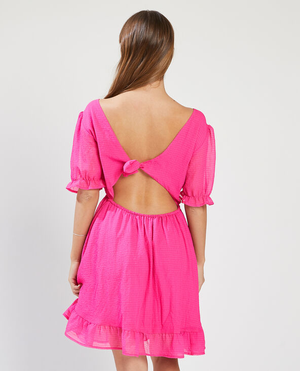 Robe fluide avec volants rose fuchsia - Pimkie