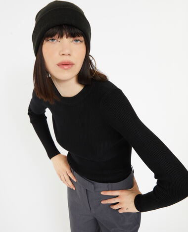 Pull en maille col rond noir - Pimkie