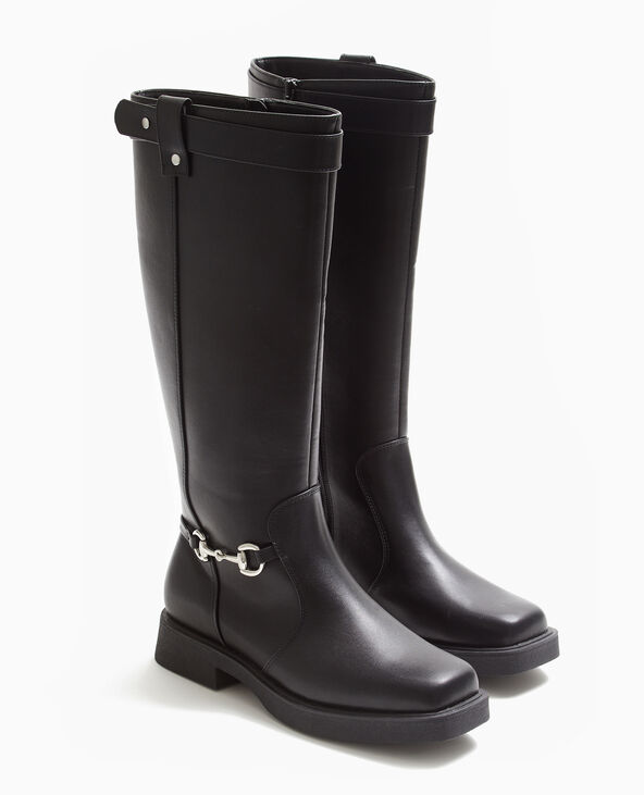 Bottes cavalières bouts carrés noir - Pimkie