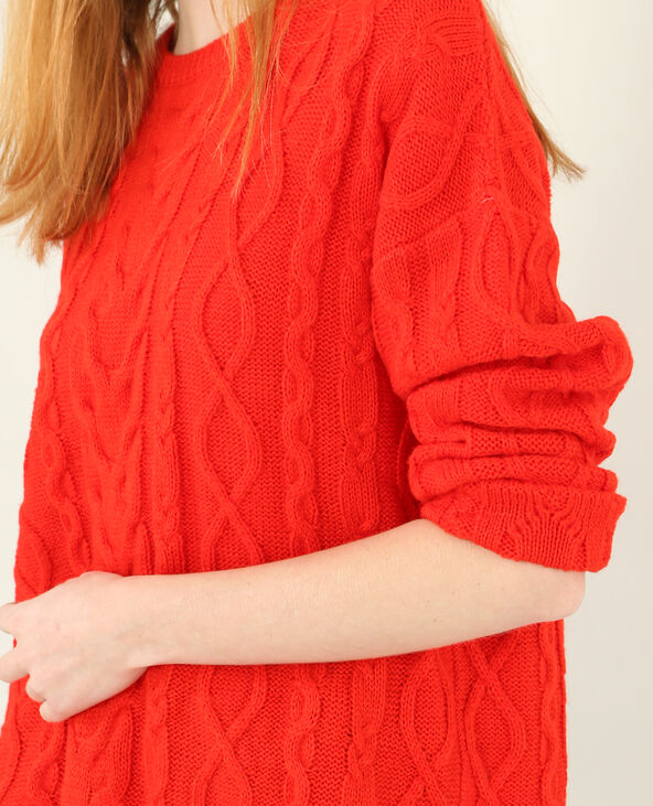 Pull torsadé rouge - Pimkie