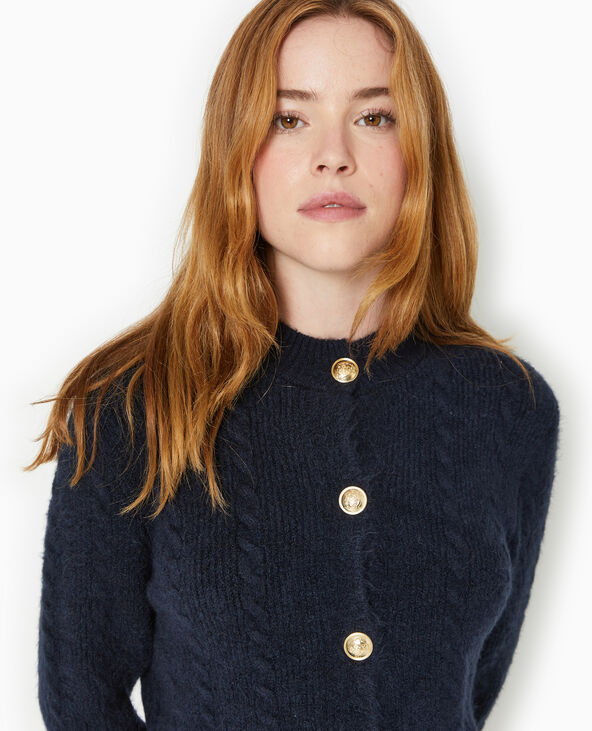 Gilet court en maille avec boutons dorés blanc - Pimkie