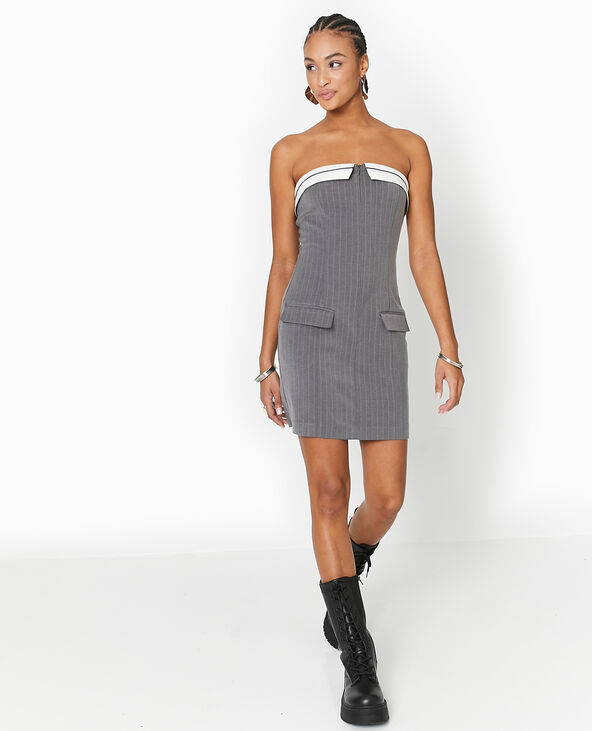 Robe courte bustier avec détail tailoring gris foncé - Pimkie
