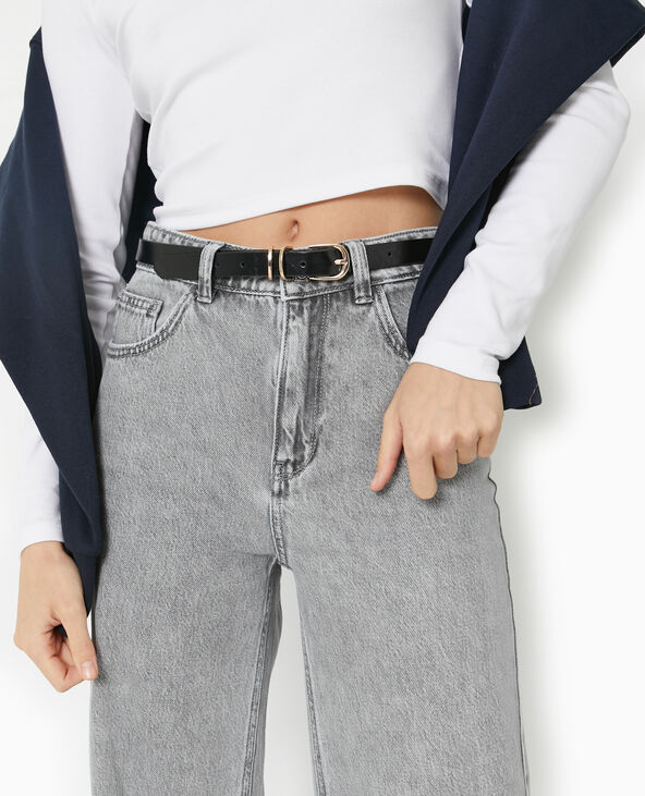 Ceinture fine avec boucle dorée noir - Pimkie