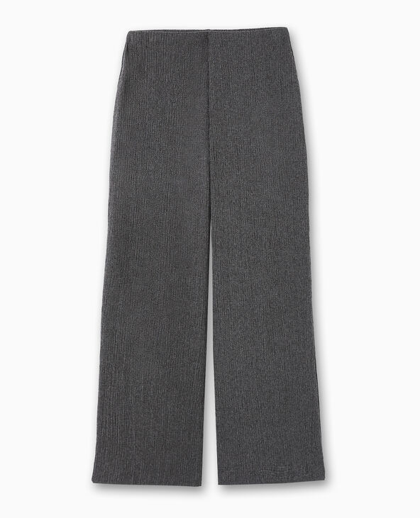 Pantalon large en maille reliéfée noir - Pimkie
