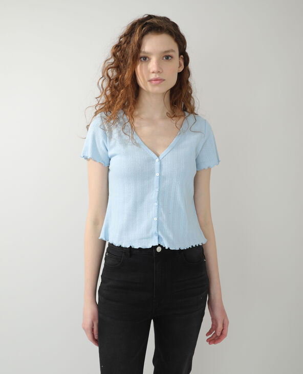 Gilet ajouré bleu clair - Pimkie