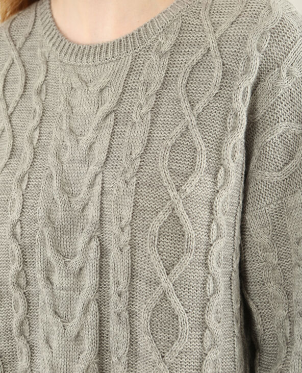 Pull torsadé gris chiné - Pimkie