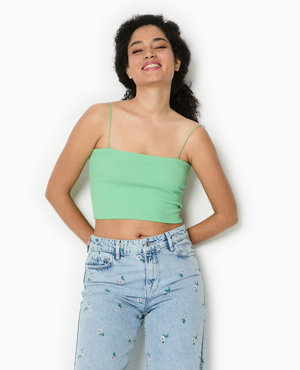 Top bandeau court avec bretelles fines vert clair - Pimkie
