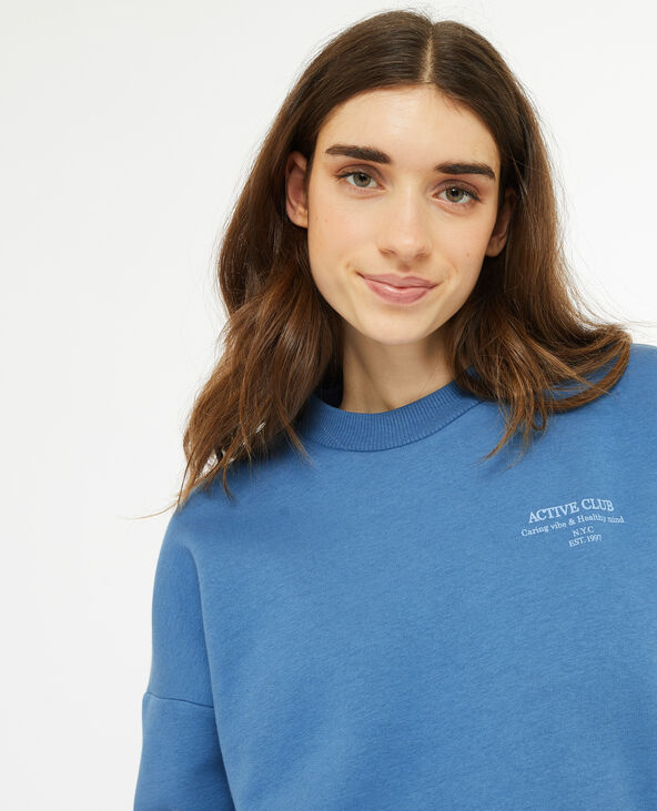 Sweat oversize avec print devant et dos bleu foncé - Pimkie