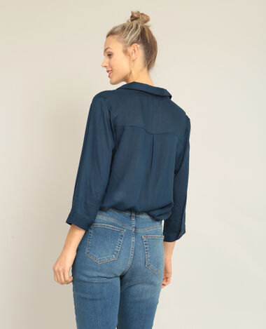 Blouse col V bleu marine - Pimkie