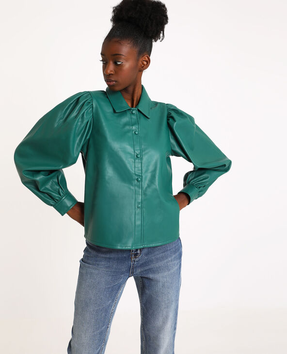 Chemise en simili cuir vert foncé - Pimkie