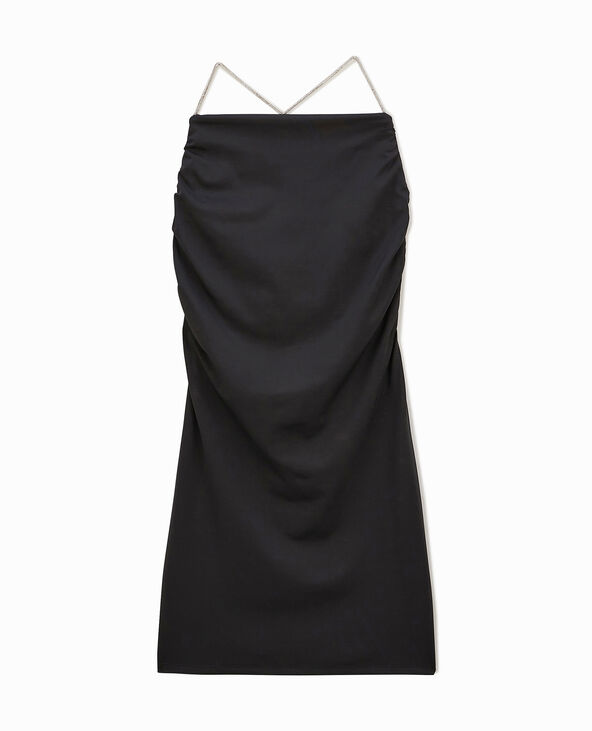 Robe courte dos-nu avec bretelles bijoux noir - Pimkie