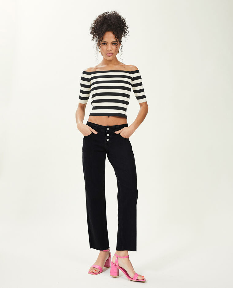 Jean straight taille basse noir - Pimkie