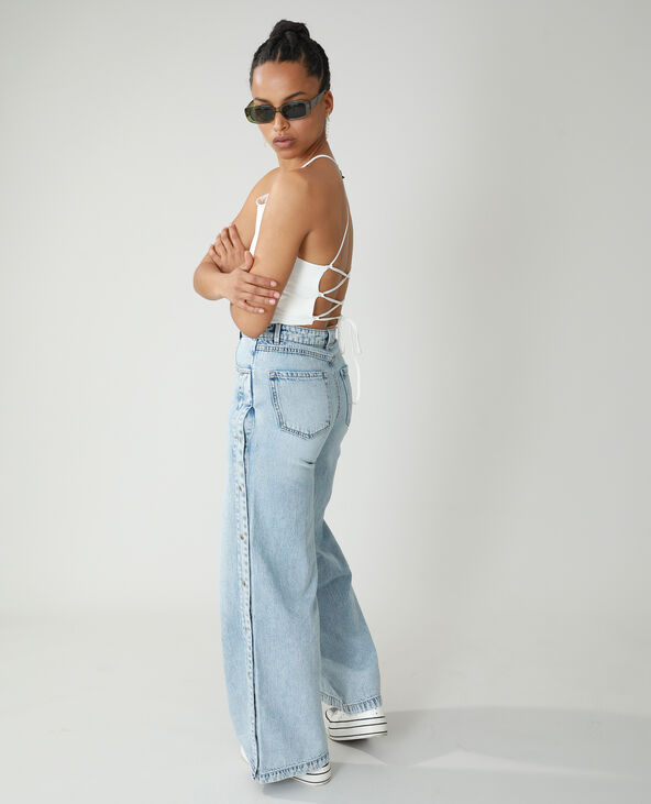 Jean wide leg high waist pressionné bleu clair - Pimkie