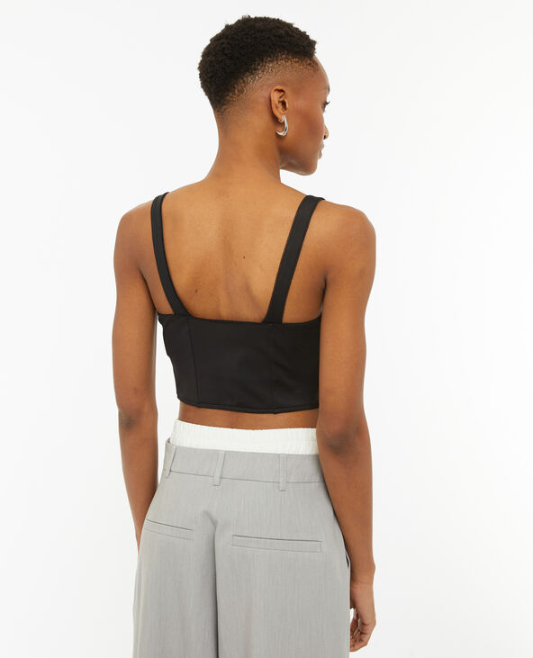 Brassière façon corset avec agrafes noir - Pimkie