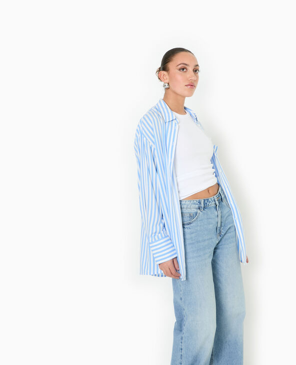 Chemise rayée oversize en tissu fluide bleu - Pimkie