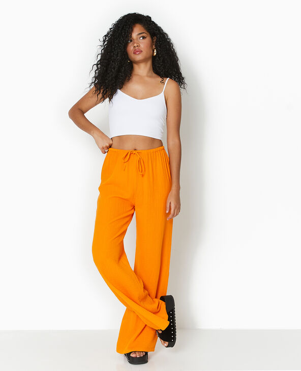Pantalon large en gaze de coton
