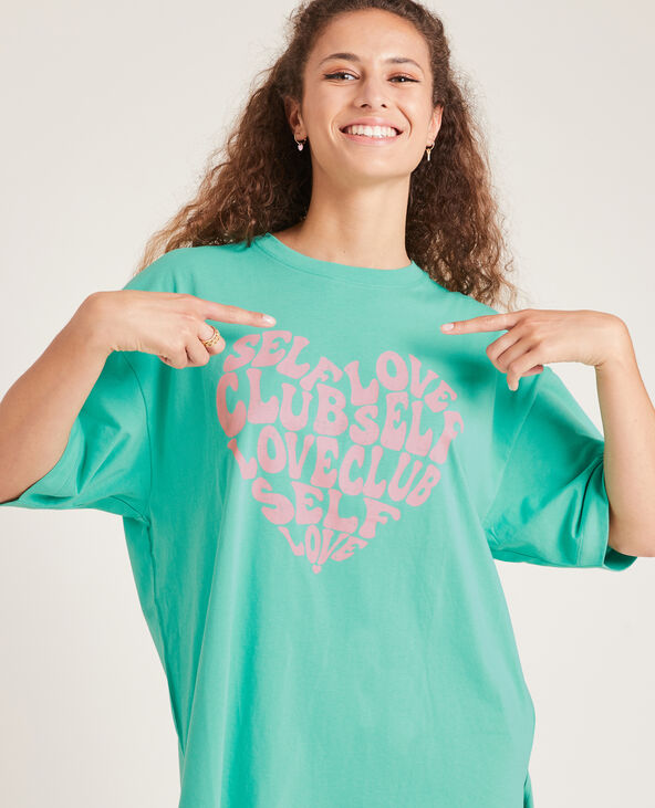 T-shirt oversize col rond vert - Pimkie