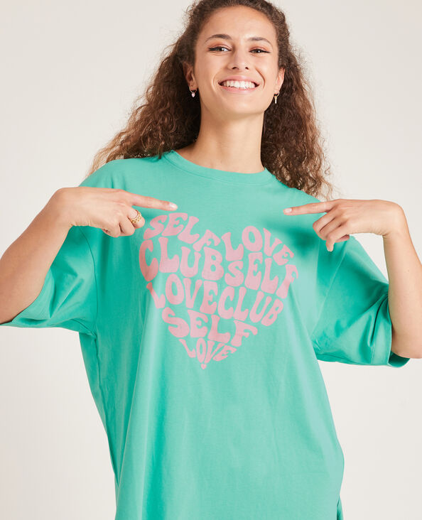 T-shirt oversize col rond vert - Pimkie