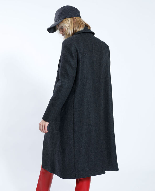 Manteau long avec 50% de laine gris foncé - Pimkie