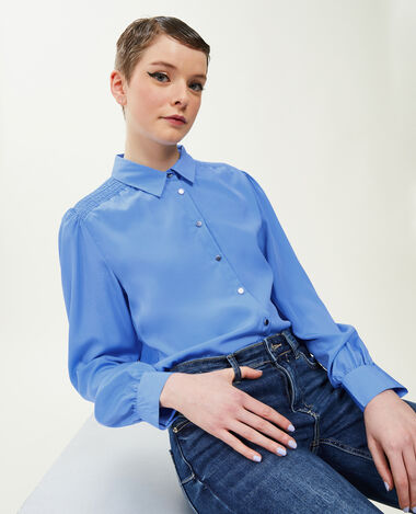 Chemise fluide avec boutons métal bleu - Pimkie