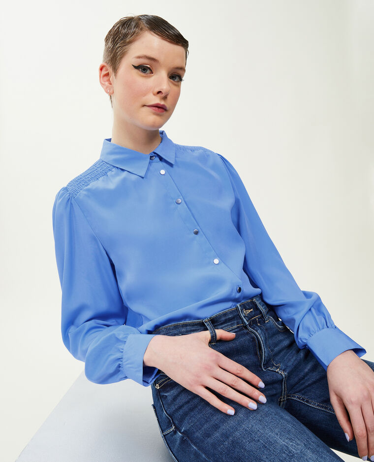 Chemise fluide avec boutons métal bleu - Pimkie