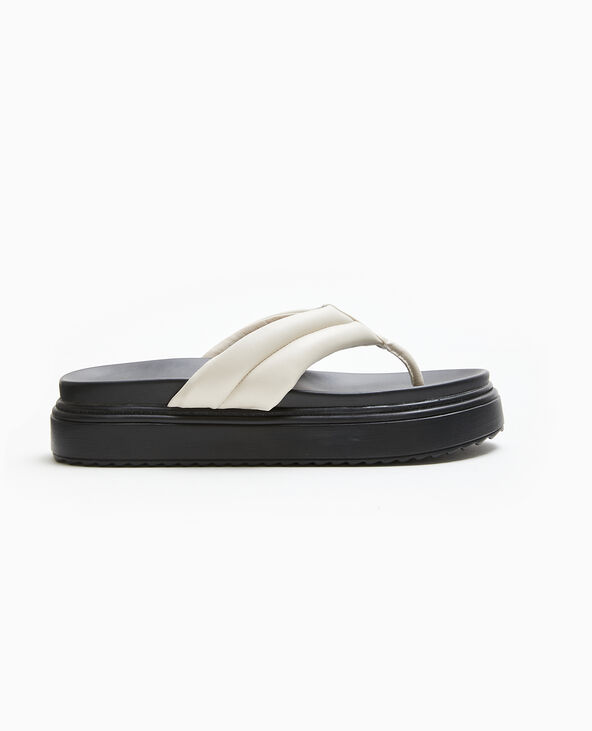 Tongs en simili avec semelles compensées écru - Pimkie