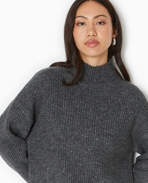 Robe courte en maille côtelée gris foncé - Pimkie