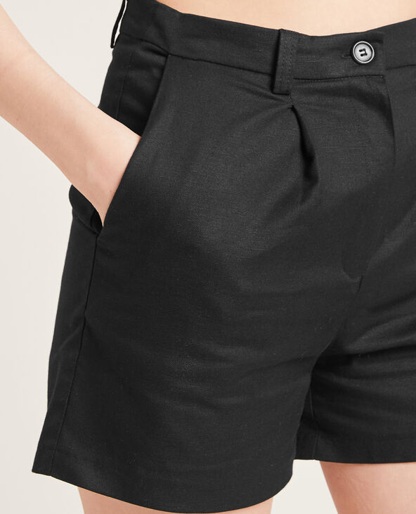 Short en toile taille haute noir - Pimkie