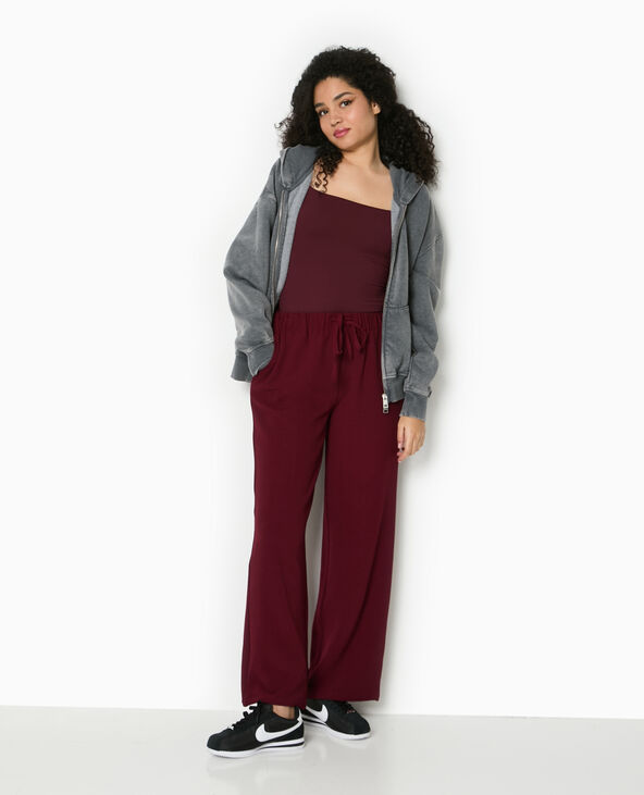 Pantalon fluide en tissu effet crêpe bordeaux - Pimkie