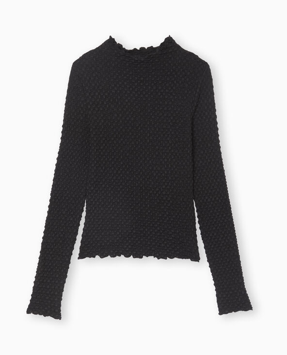 Top manches longues en maille texturée noir - Pimkie